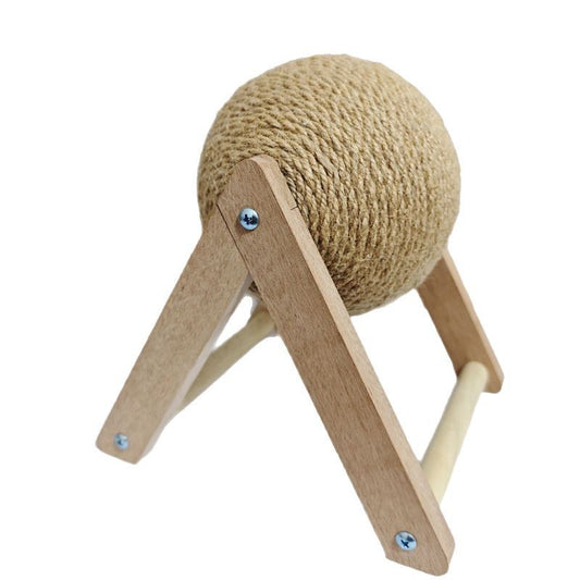 Wooden Cat Scratching Ball with Hemp Rope