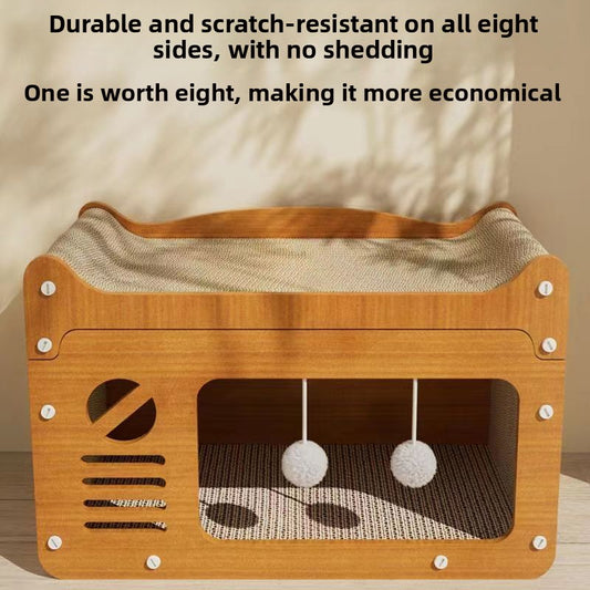 Closed Cat Nest with Scratching Board